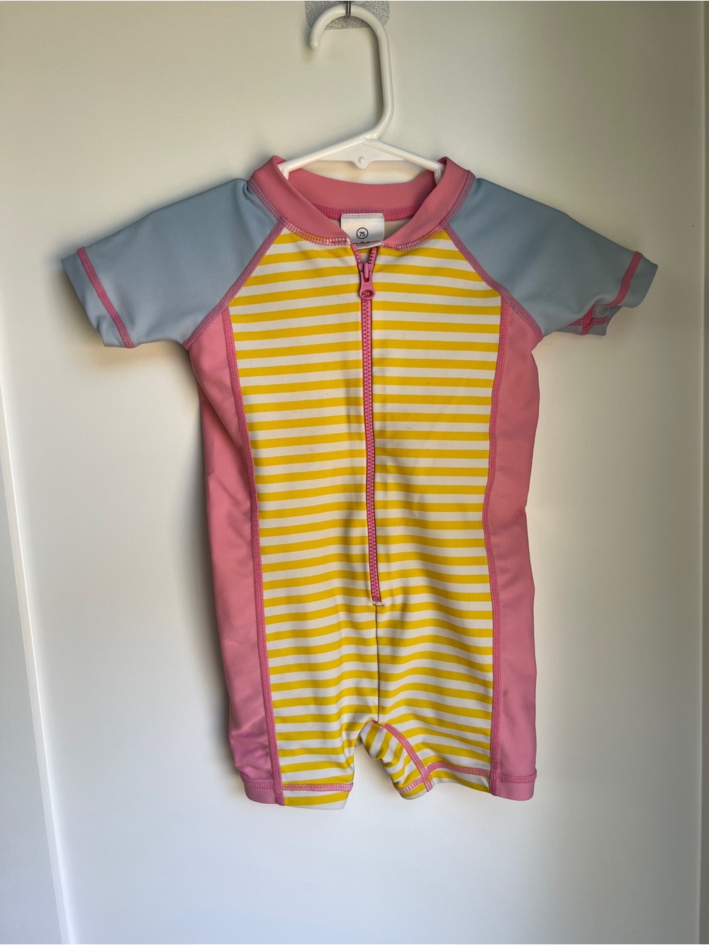 Hanna Andersson Colorblock Stripe Short Sleeve Swim Romper | Toddler Girls